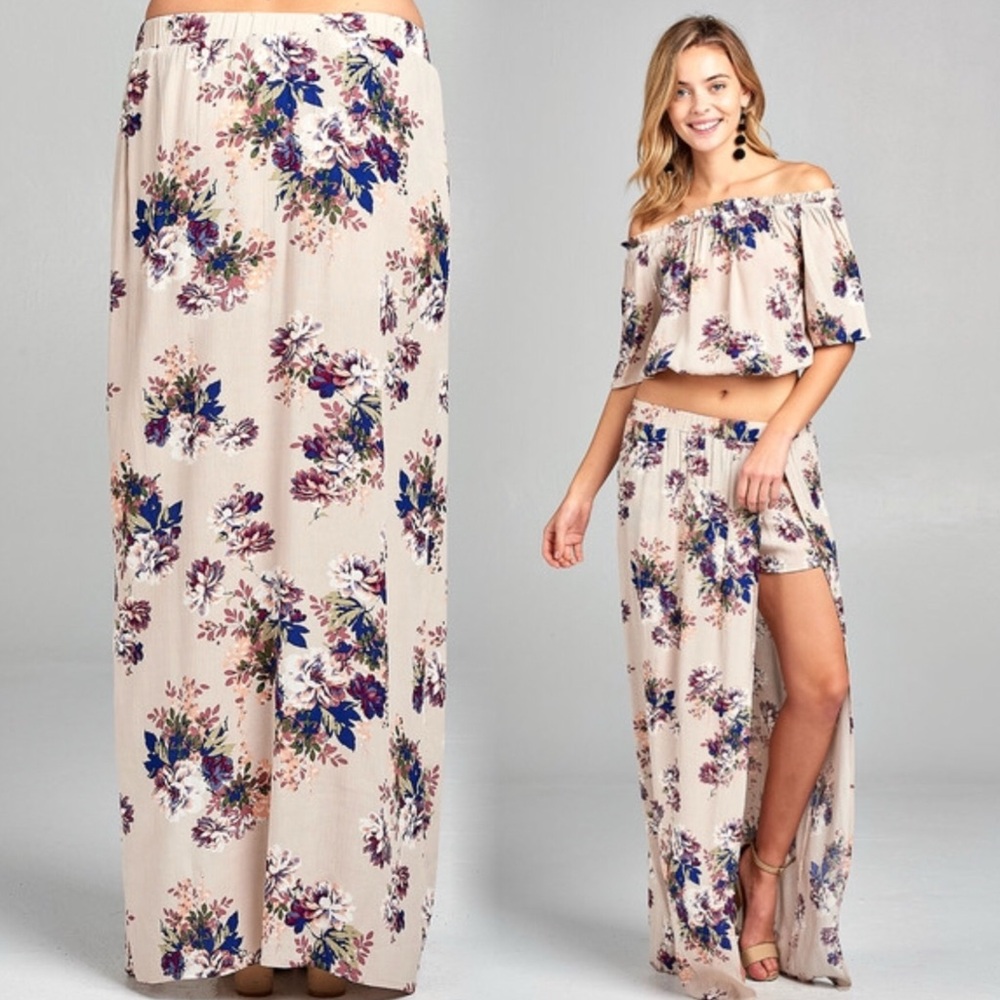 Floral Print Maxi Skort